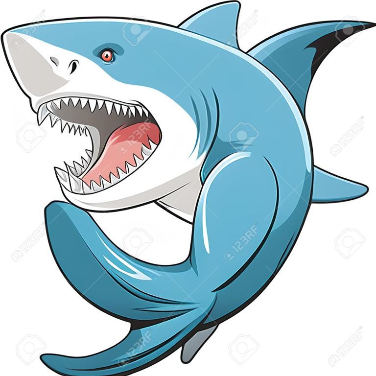 Векторная иллюстрация, зубастый белая акула
