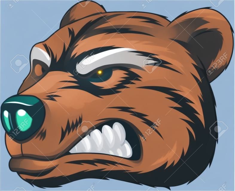 Vector illustration, Angry tête d'ours mascotte, tête mascotte