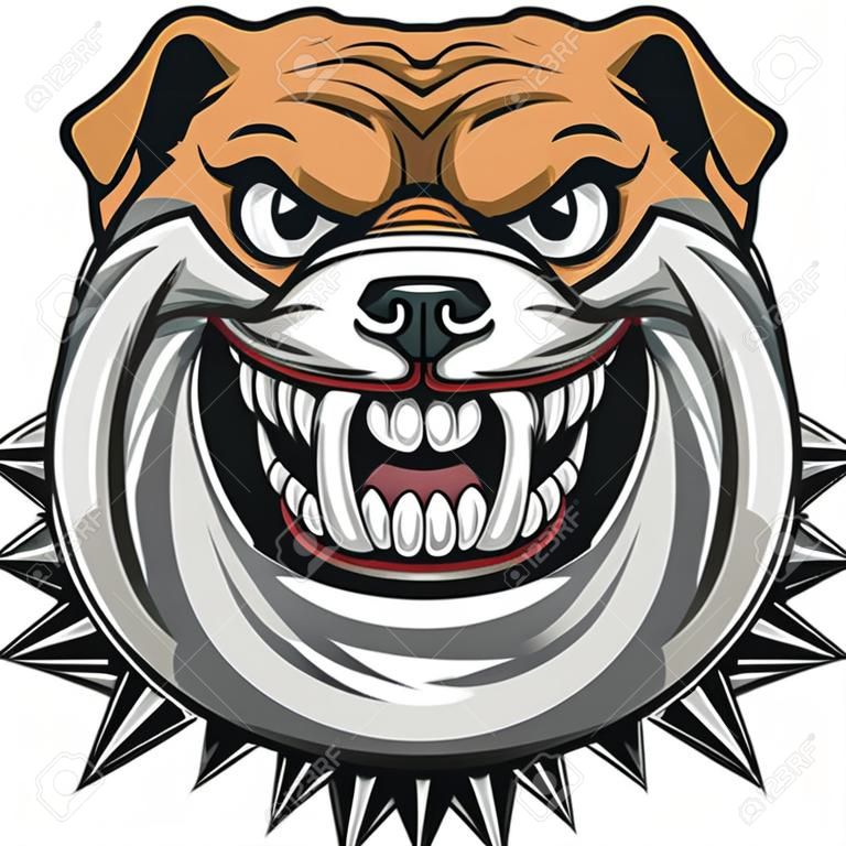 Ilustración vectorial cabeza de la mascota bulldog enojado, sobre un fondo blanco