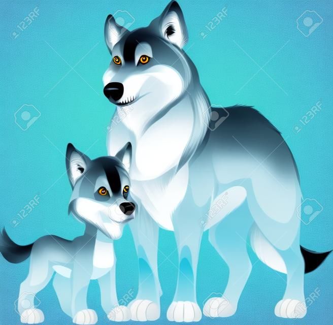 illustratie grappige exotische dieren wolf familie