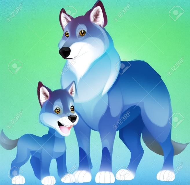 illustratie grappige exotische dieren wolf familie