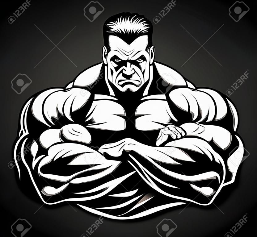 Vector illustration, strict coach bodybuilding and fitness