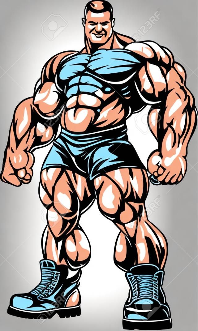 Vector illustration, Bodybuilder  strict coach bodybuilding and fitness