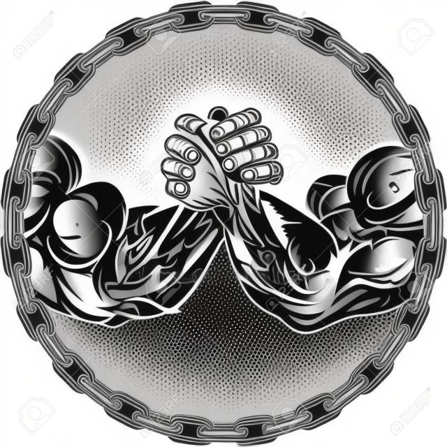 Symbol of the competition on armwrestling, on white background vector illustration
