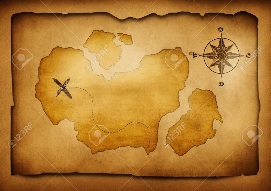 Vecchia mappa del tesoro isolato. Percorso di clipping è incluso.