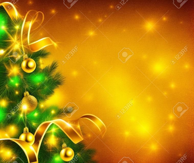 金色的聖誕樹背景