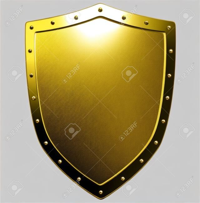 golden metal shield isolated on white