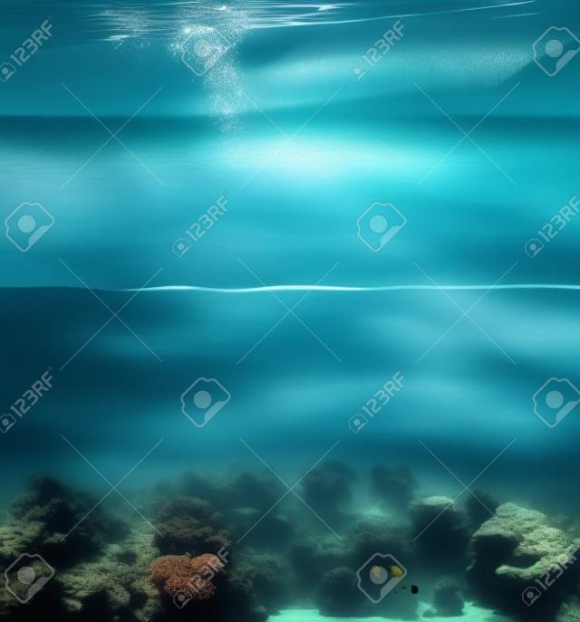 Unterwasser tief mit Wasserfläche und Himmel