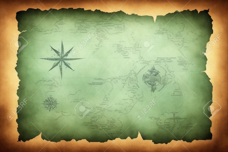 Mapa del tesoro Piratas pergamino aislado en blanco con trazado de recorte incluidos