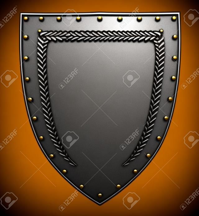Escudo medieval simple de protección metálica brazos aislados