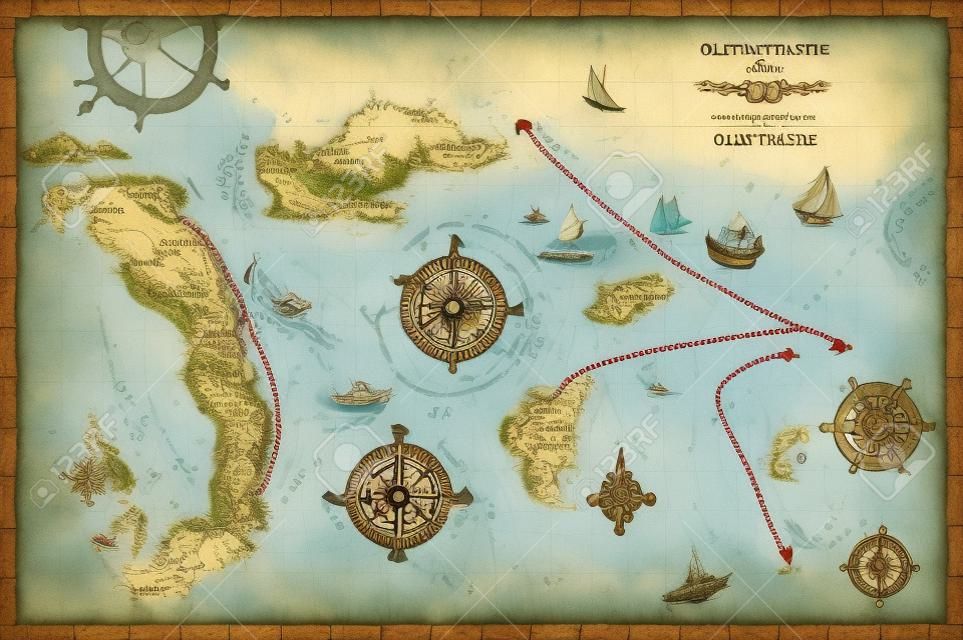 古い航海宝地図イラスト
