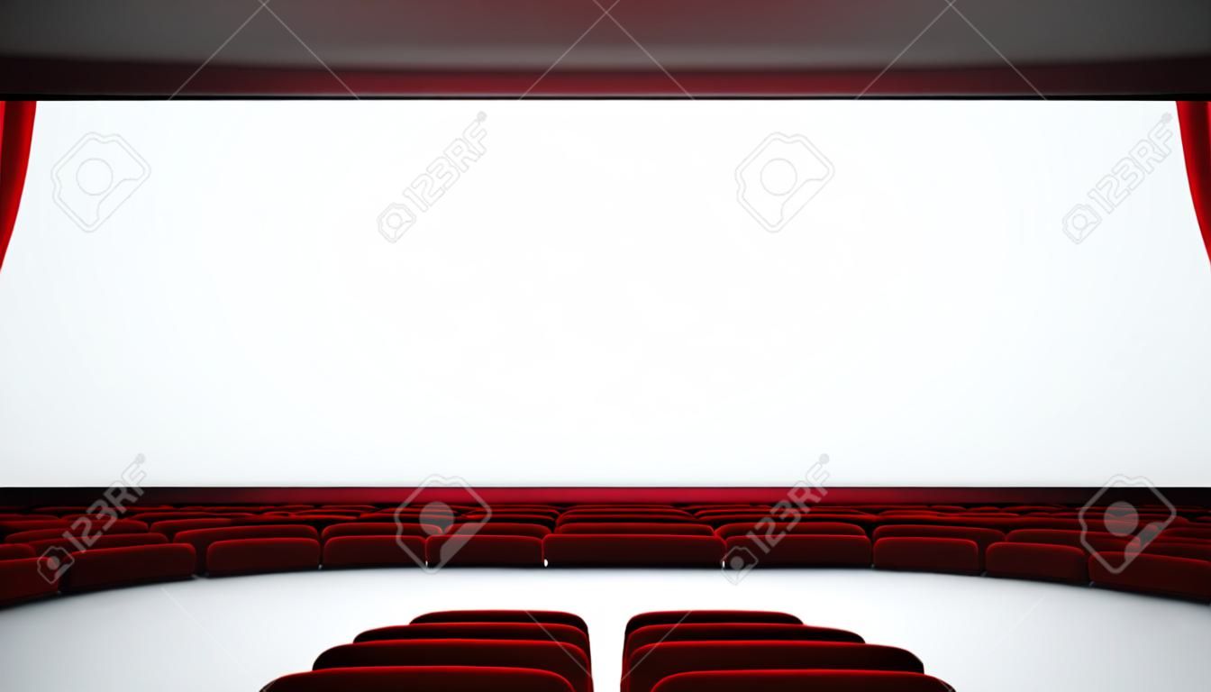 kırmızı koltuk backgound ile sinema tiyatro ekranı (en boy oranı 16: 9)
