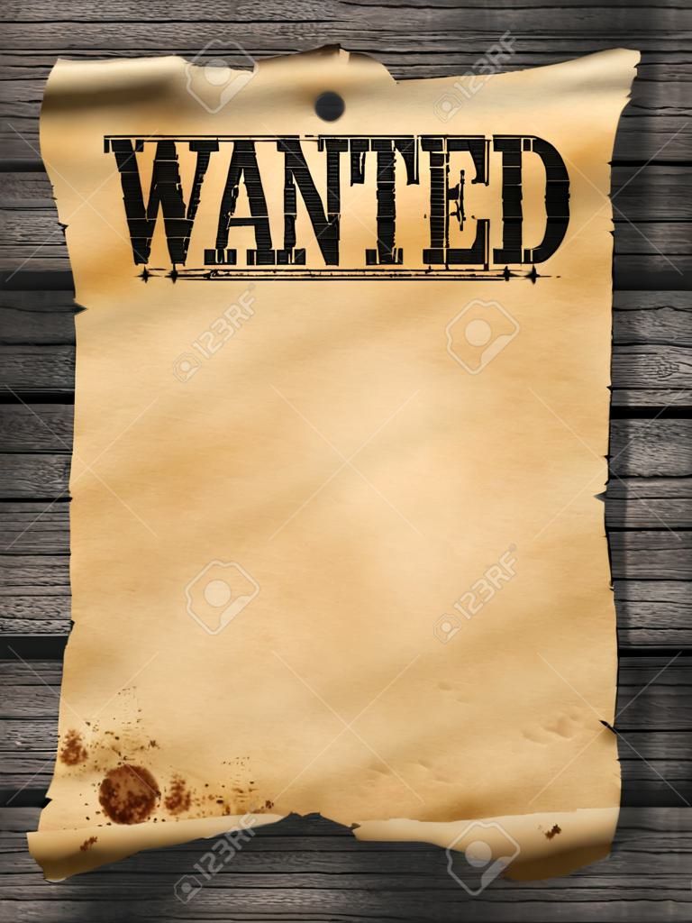 Wanted for reward poster 3d illustration