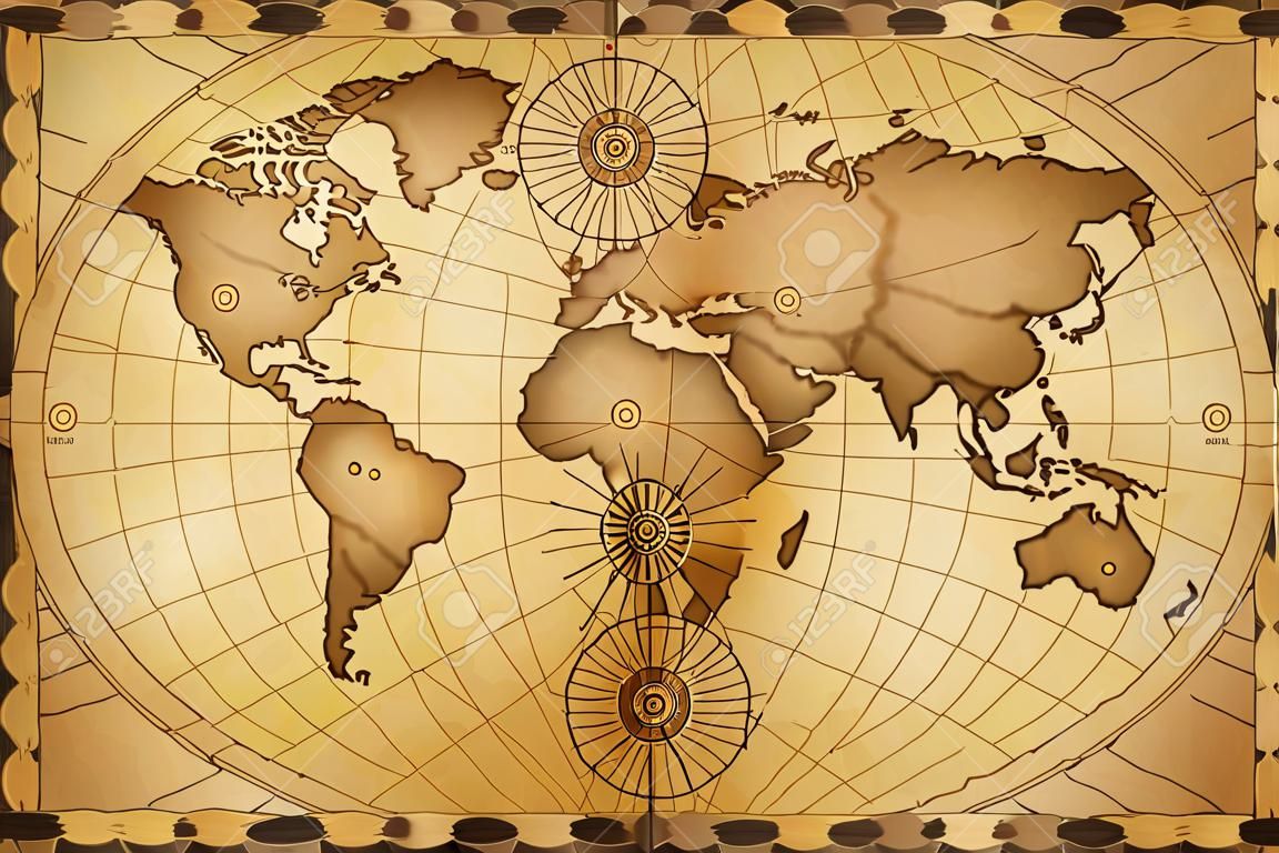 빈티지 스타일의 오래 된 세계 지도입니다.