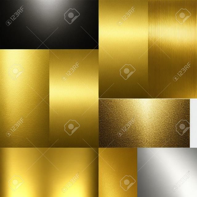 various set of brushed gold metal textures
