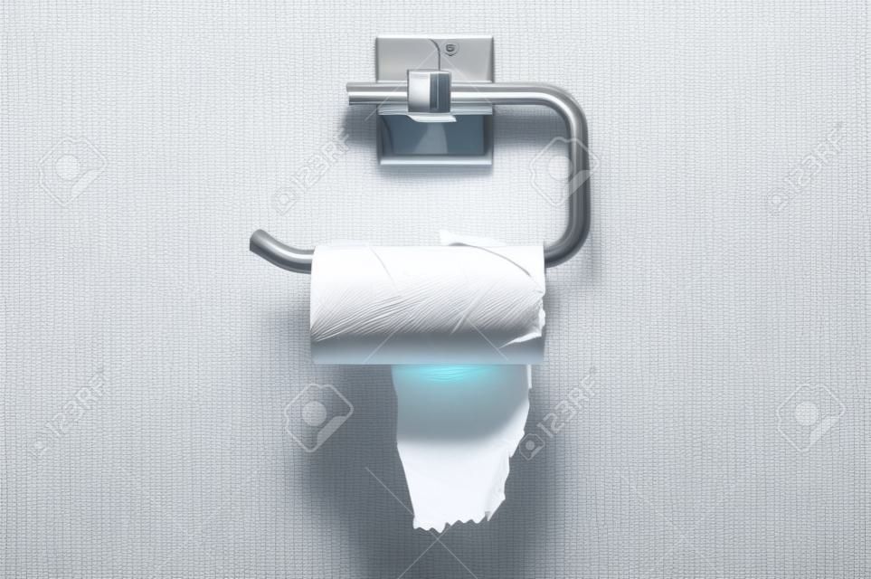Leeg toiletpapier roll in openbare toiletten