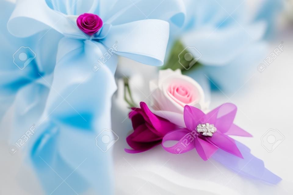 close-up images of beautiful wedding bouquet boutonniere