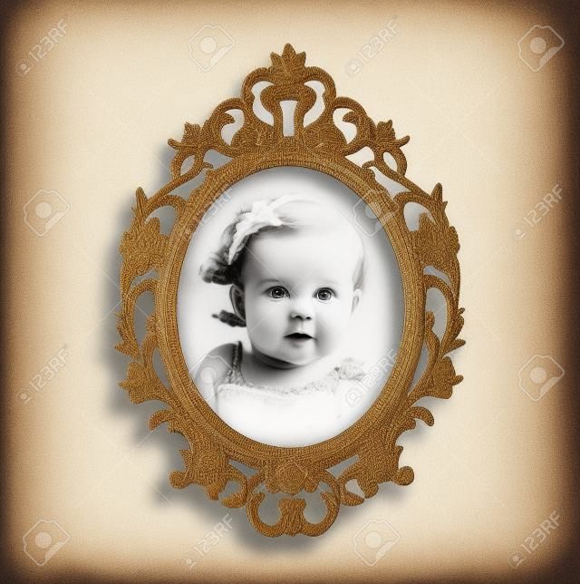 vintage foto frame isoleren op witte achtergrond