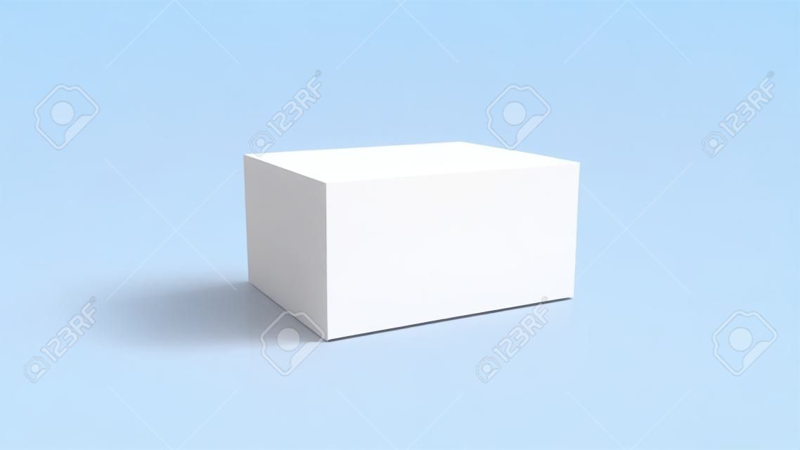 Caja blanca realista realista aislado sobre fondo blanco. 3d illustration.3d representación.