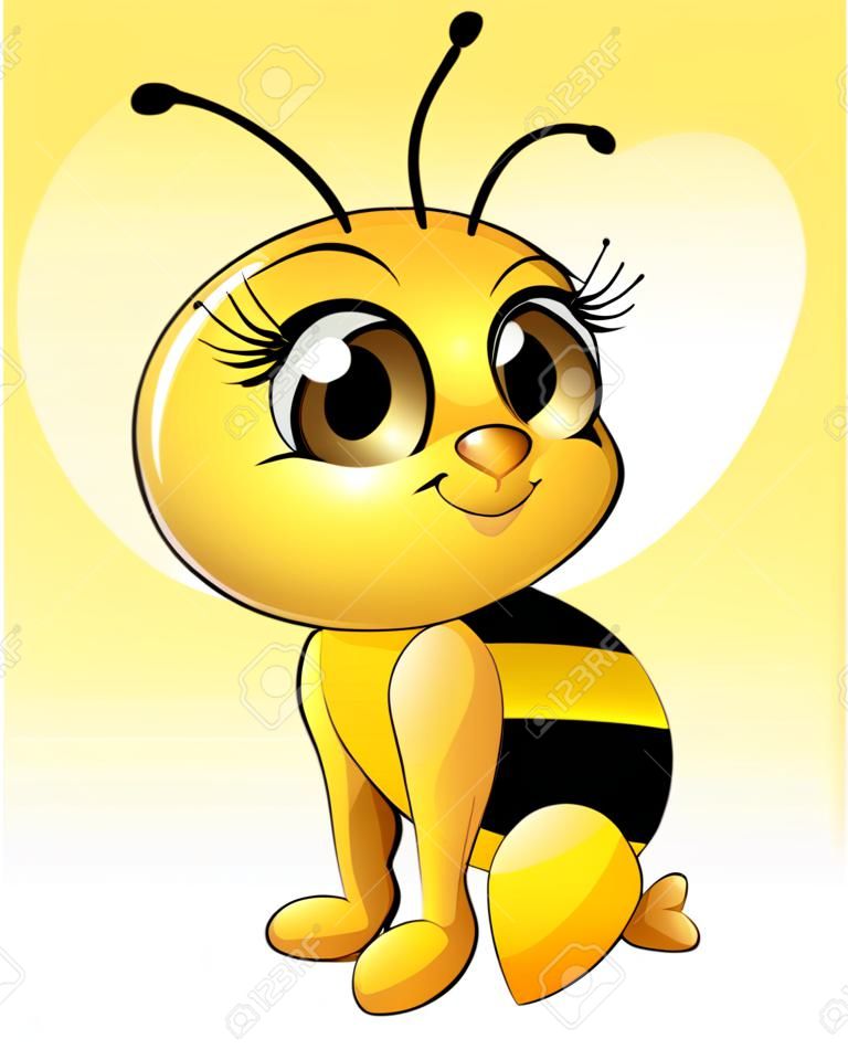 schöne Biene, die Zeichnung auf weißem Hintergrund