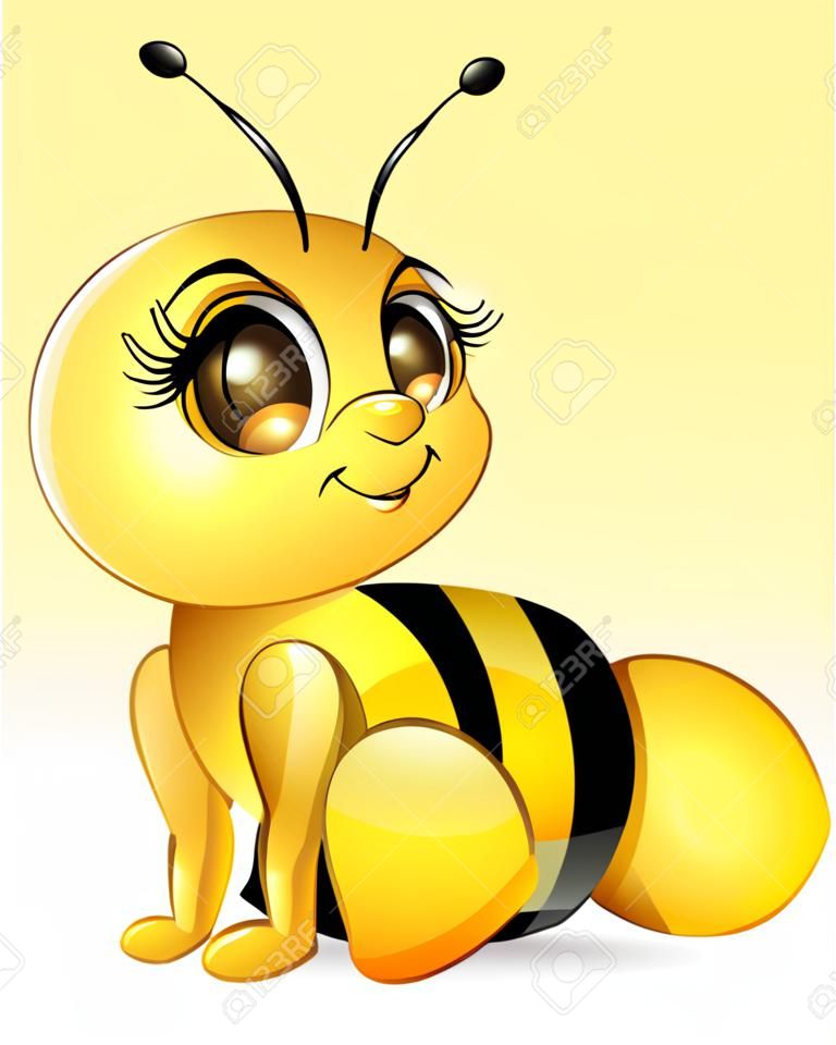 hermosa abeja que dibujo sobre fondo blanco