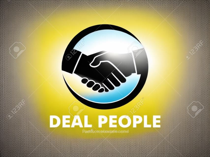 交易握手的矢量標誌設計標誌友誼，合夥合作，商業團隊合作和信任的含義