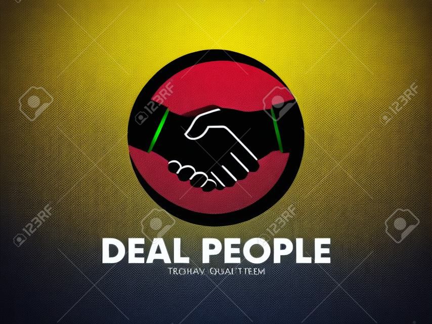 Vektor-Logo-Design von Deal Handshake Zeichen Bedeutung der Freundschaft, Partnerschaft, Zusammenarbeit, Business Teamwork und Vertrauen
