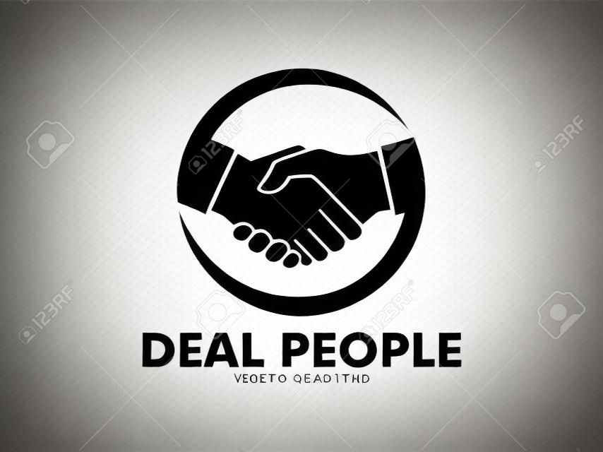 Vektor-Logo-Design von Deal Handshake Zeichen Bedeutung der Freundschaft, Partnerschaft, Zusammenarbeit, Business Teamwork und Vertrauen
