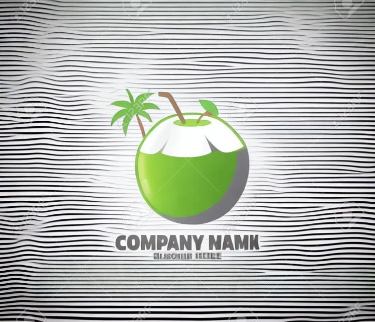 coconut drink beverage vector icon logo design template