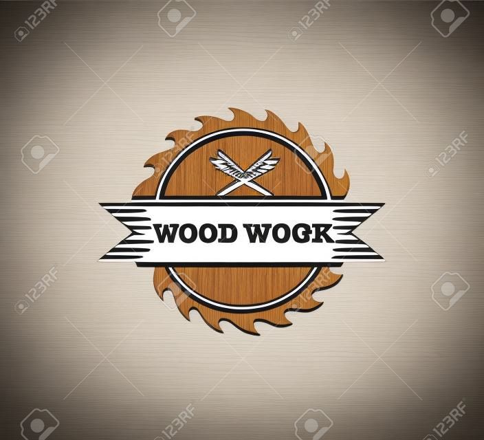 madeira trabalho loja carpinteiro fábrica vector logotipo design modelo
