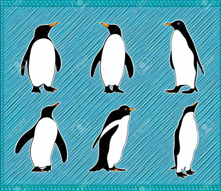 かわいいペンギンシルエットベクトルデザインイラスト