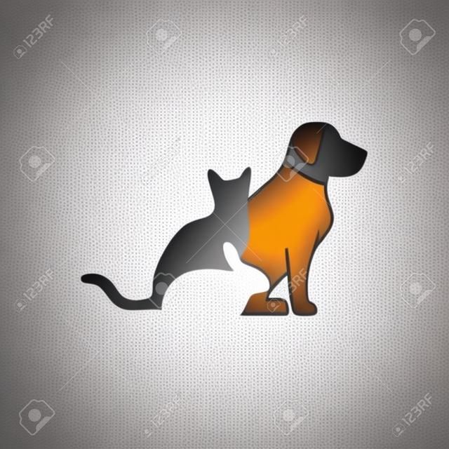 clinica veterinaria per animali domestici e modello di progettazione del logo vettoriale di trattamento