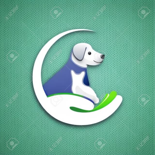 pet veterinarian clinic and treatment vector logo design template