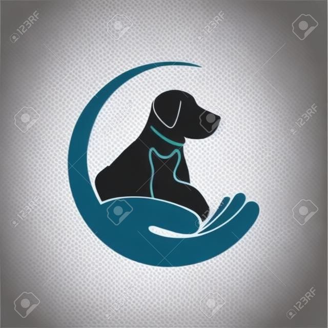 clinica veterinaria per animali domestici e modello di progettazione del logo vettoriale di trattamento