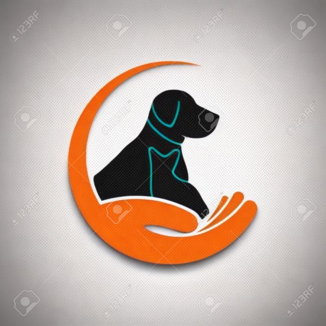 Clínica veterinaria de mascotas y plantilla de diseño de logotipo de vector de tratamiento