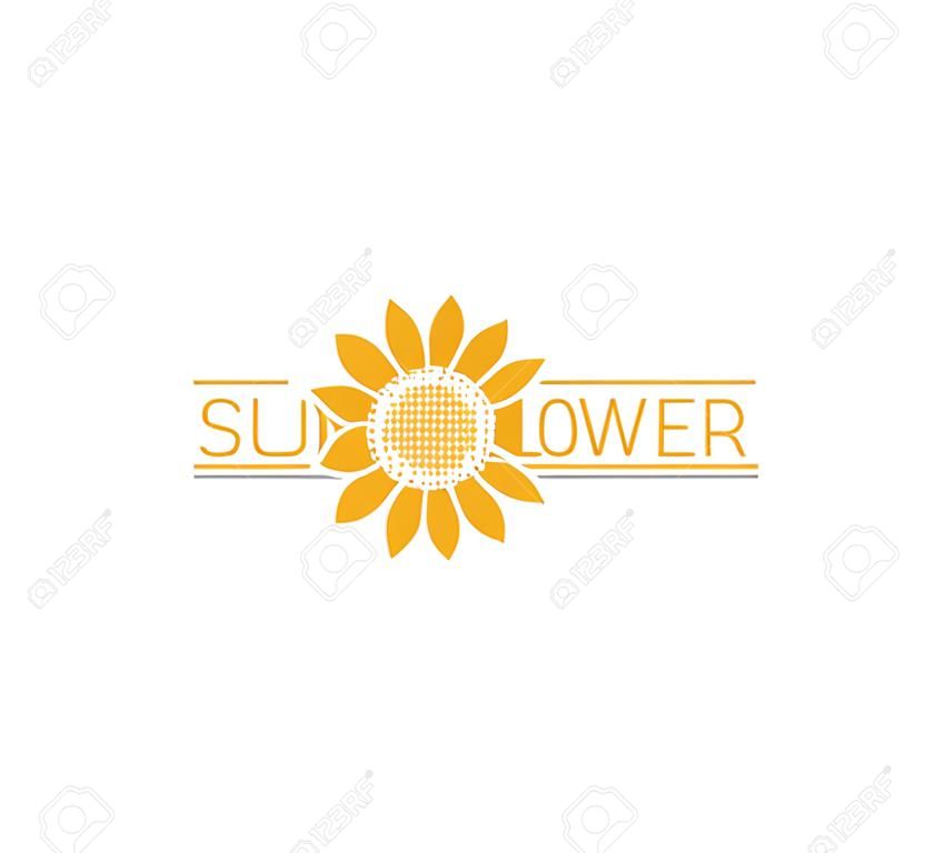 Sonnenblume-Vektor-Logo-Design-Konzept-Vorlage mit Leertaste zum Schreiben von Text