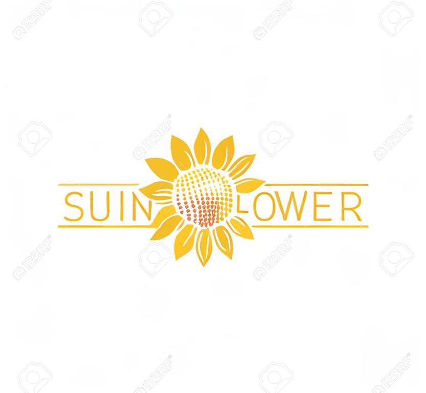 sunflower vector logo design concept template with space bar for text writing
