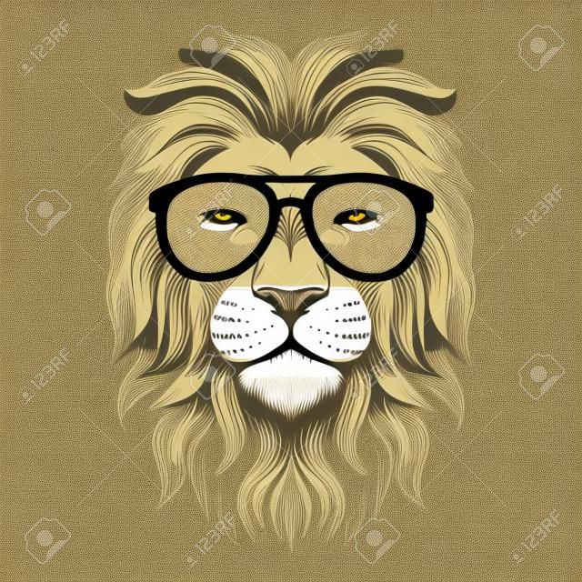 lion cool retro eyeglasses vector illustration for your company or brand