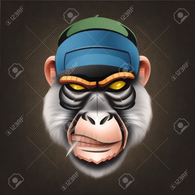 Monkey head cap vector illustration for your company or brand
