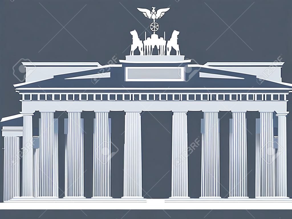 Puerta de Brandenburgo en Berlín. Aislado en el fondo blanco.