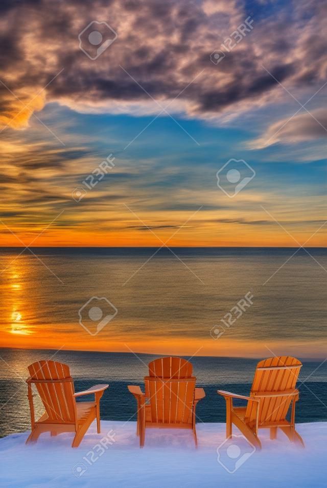 Adirondack Chair overlooking Lake Superior along the north shore region of Minnesota