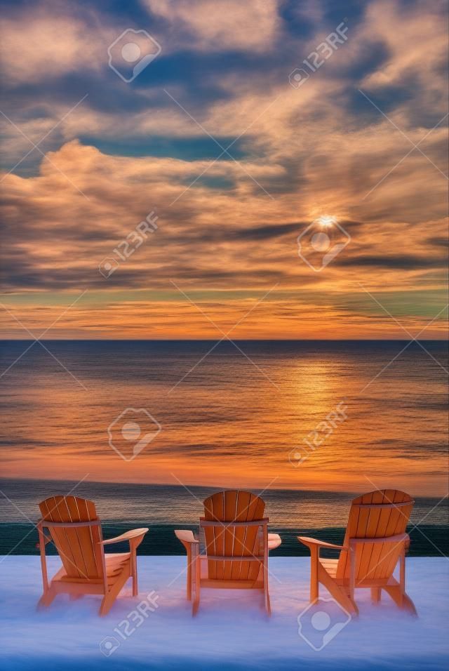 Adirondack Chair overlooking Lake Superior along the north shore region of Minnesota