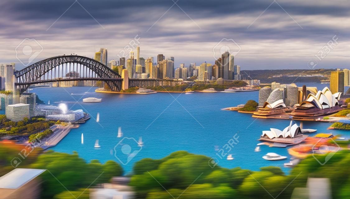 Panorama of Sydney harbour and bridge in Sydney city, New south wales, Australia