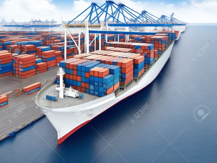 Puerto de contenedores y transporte de buques portacontenedores, centro logístico en Singapur