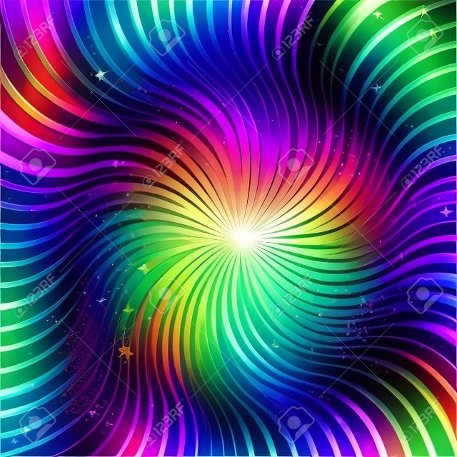 Fondo de arco iris-wave con estrellas brillantes