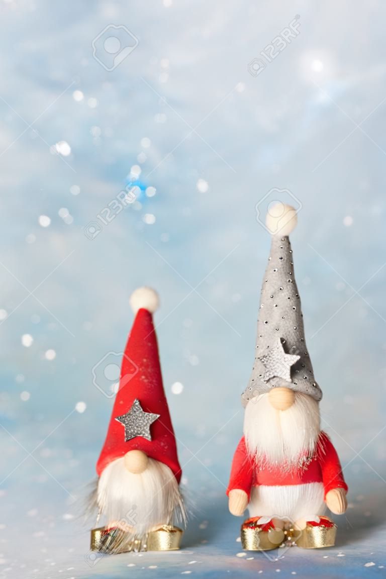 Two little Christmas gnome with pointed hats