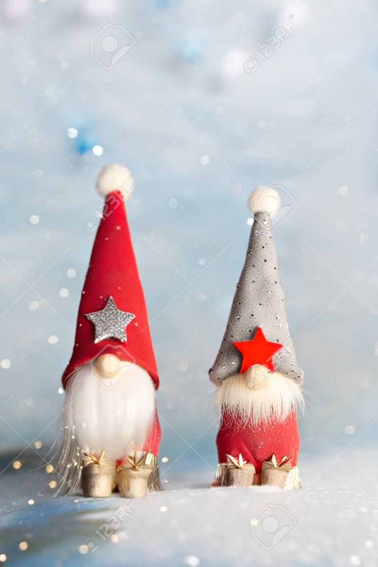 Two little Christmas gnome with pointed hats