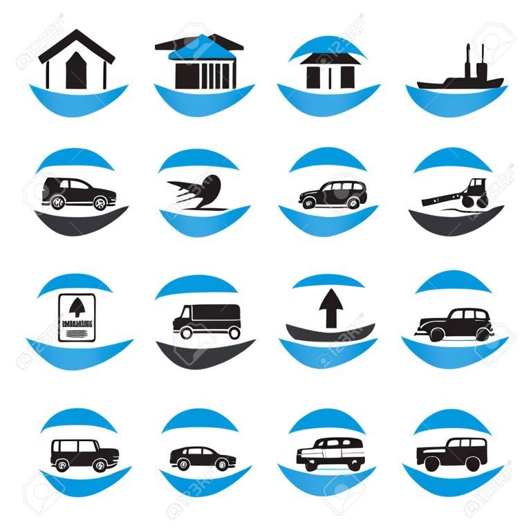 Diverse insurance icons set illustration