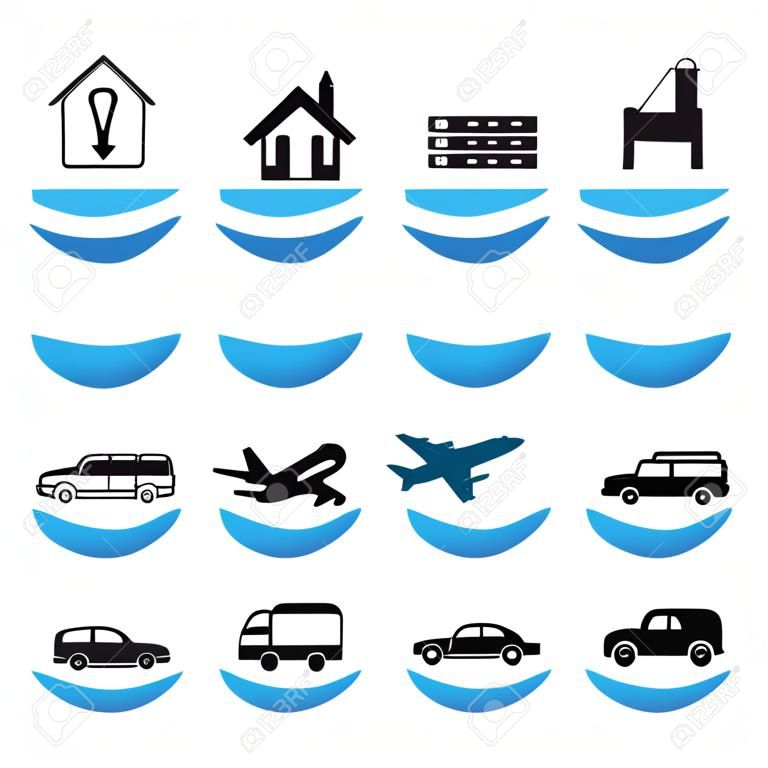 Diverse Versicherungen Icons Darstellung