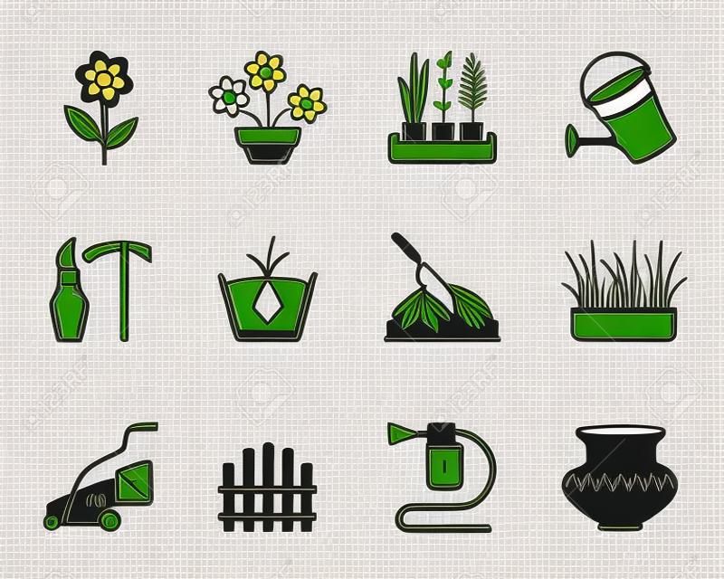 Flower and garden icons set - vector illustration